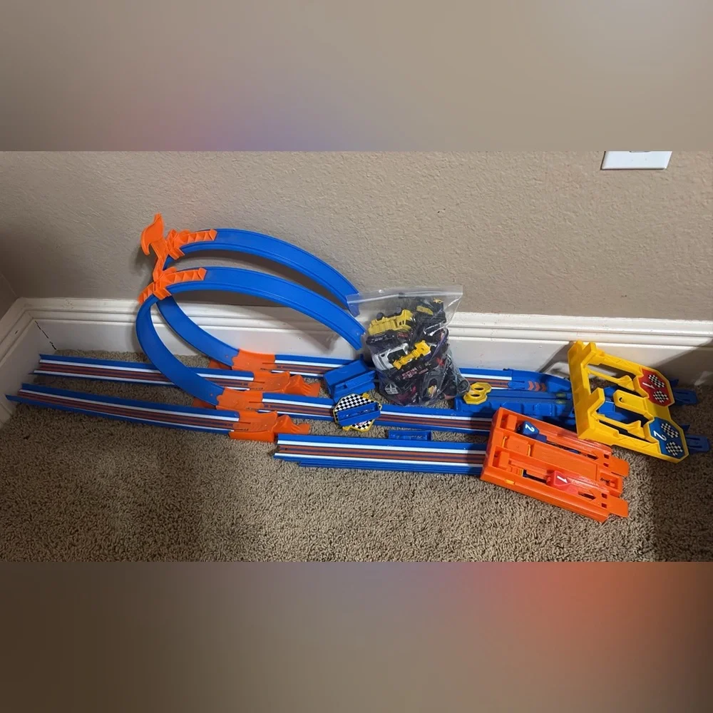 Blue and Orange Loop Track Playset with Launcher